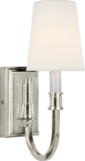 Modern Library Sconce | Polished Nickel | Linen Shade