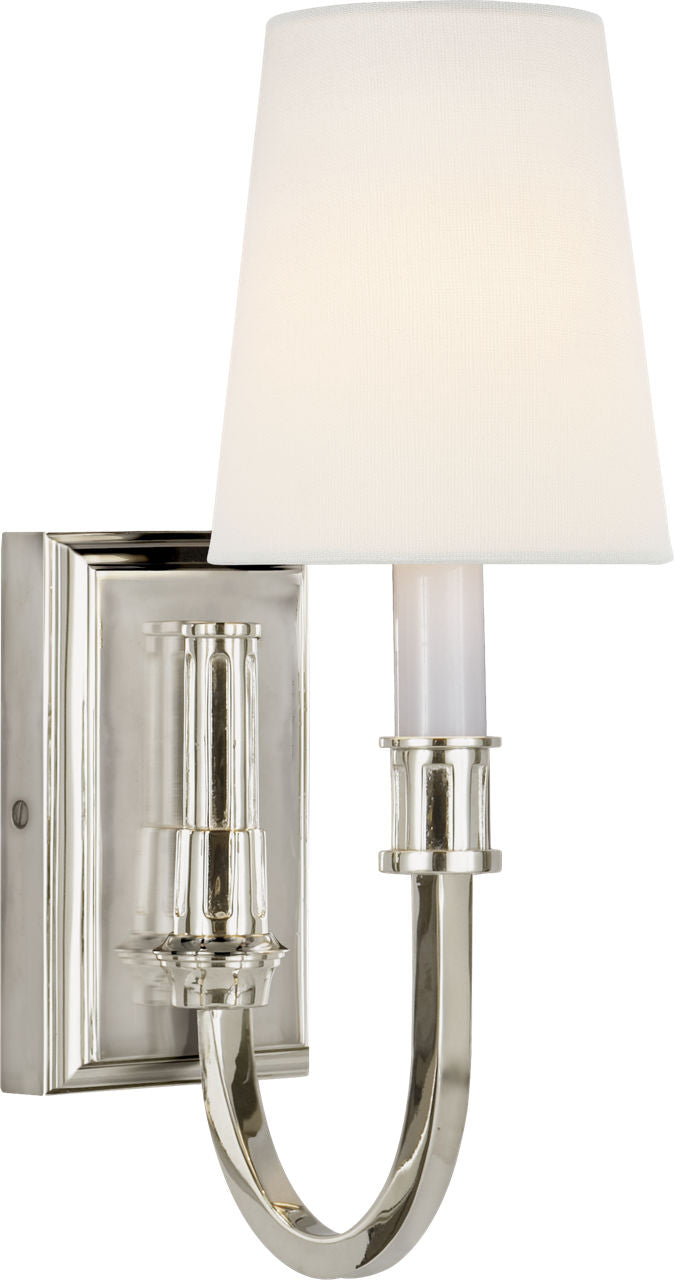 Modern Library Sconce | Polished Nickel | Linen Shade