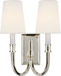 Modern Library Double Sconce | Polished Nickel | Linen Shades