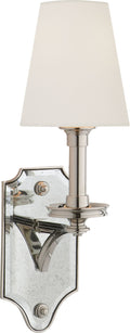 Verona Mirrored Sconce | Polished Nickel | Linen Shade