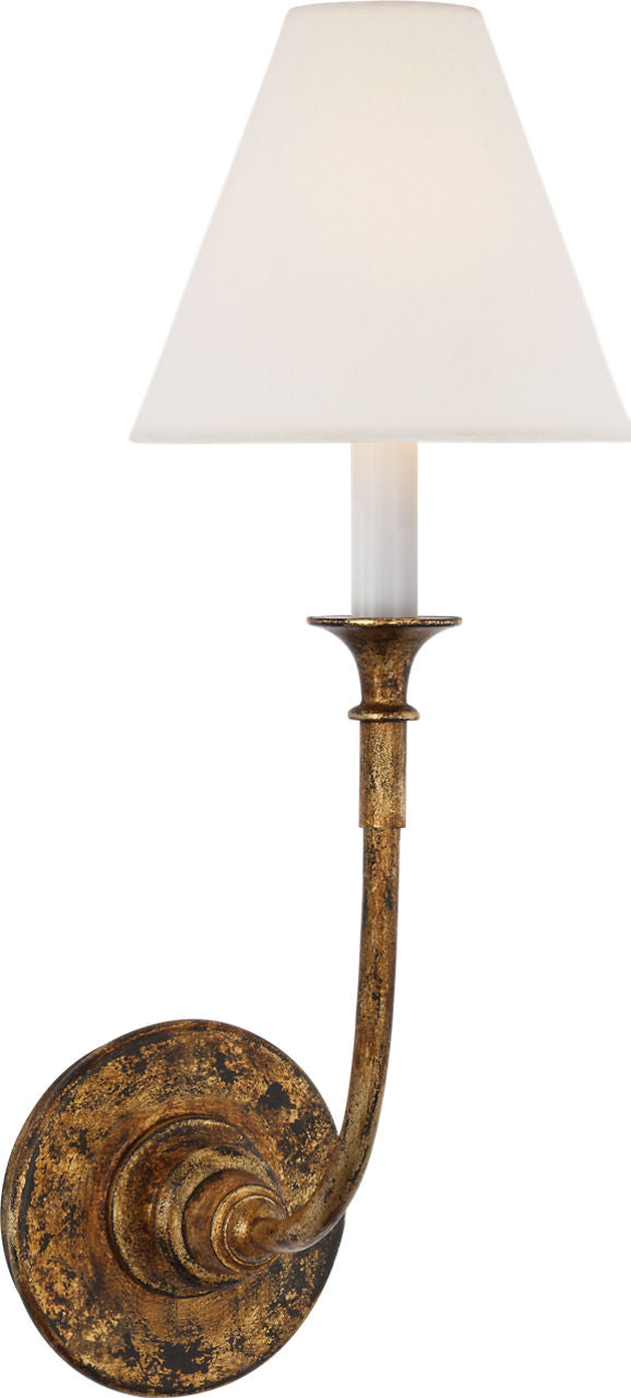 Piaf Single Sconce | Antique Gild | Linen Shade