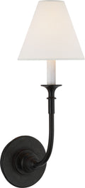 Piaf Single Sconce | Aged Iron | Linen Shade