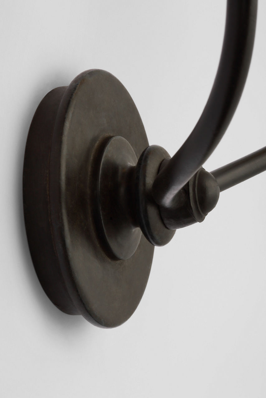 Piaf Double Sconce | Aged Iron | Linen Shades