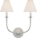 Piaf Double Sconce | Plaster White | Linen Shades