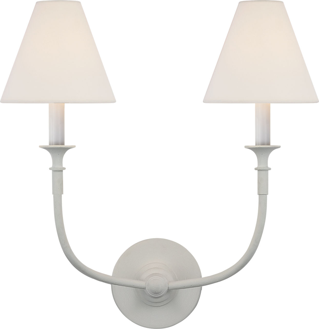 Piaf Double Sconce | Plaster White | Linen Shades