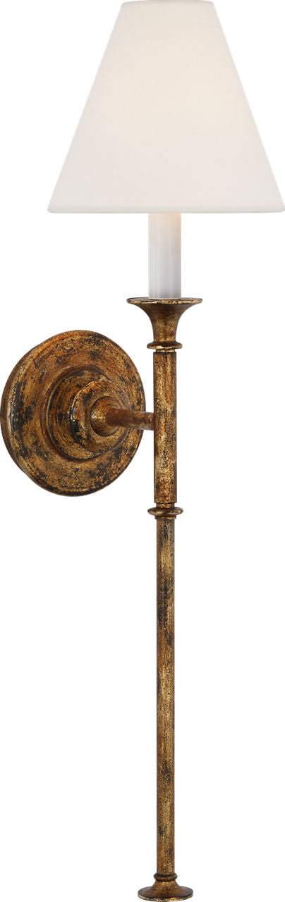 Piaf Large Tail Sconce | Antique Gild | Linen Shade
