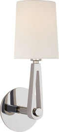 Alpha Single Sconce | Polished Nickel | Linen Shade