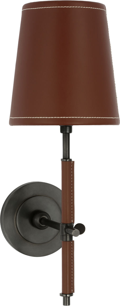 Bryant Wrapped Sconce | Bronze and Saddle Leather | Saddle Leather Shade