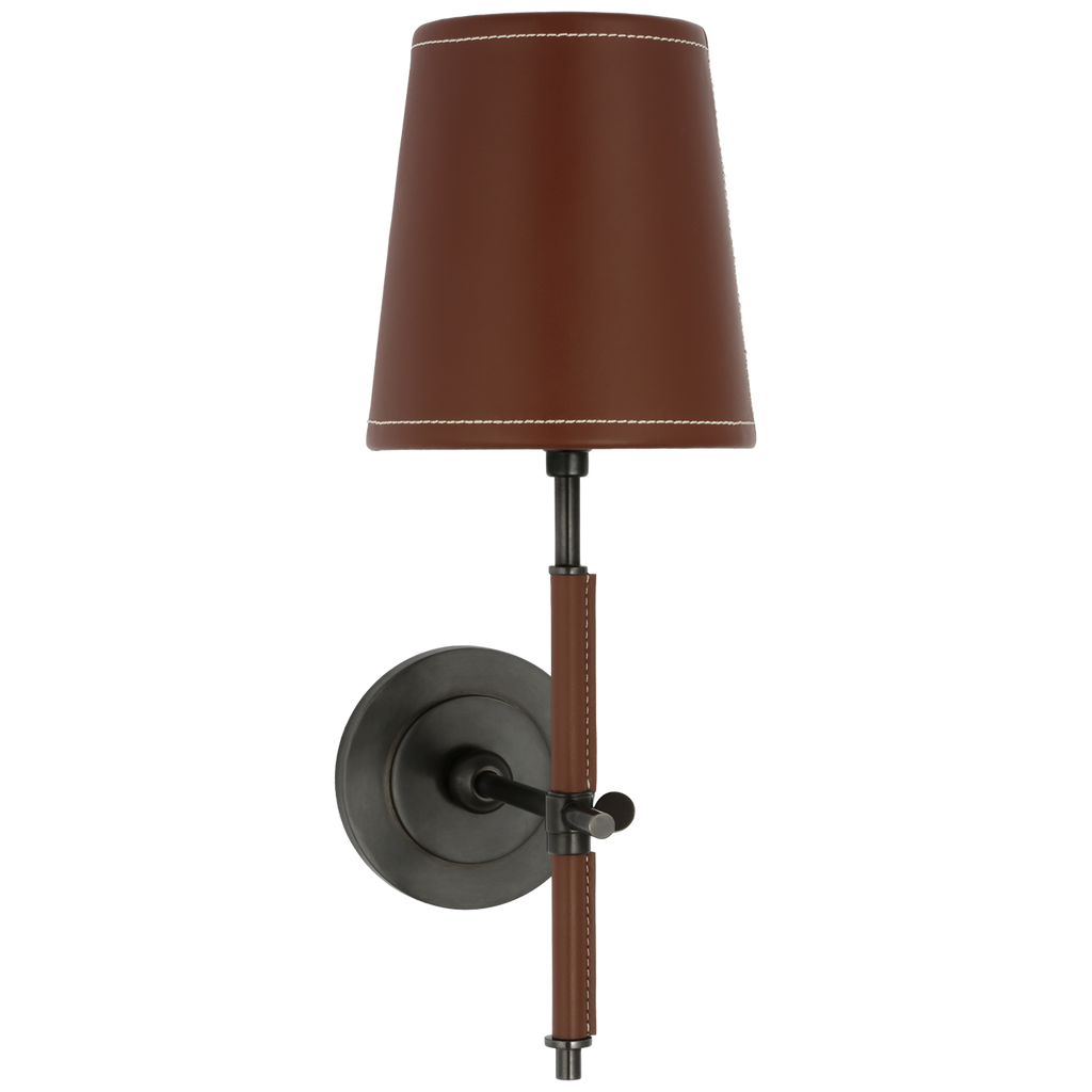 Bryant Wrapped Sconce | Bronze and Saddle Leather | Saddle Leather Shade