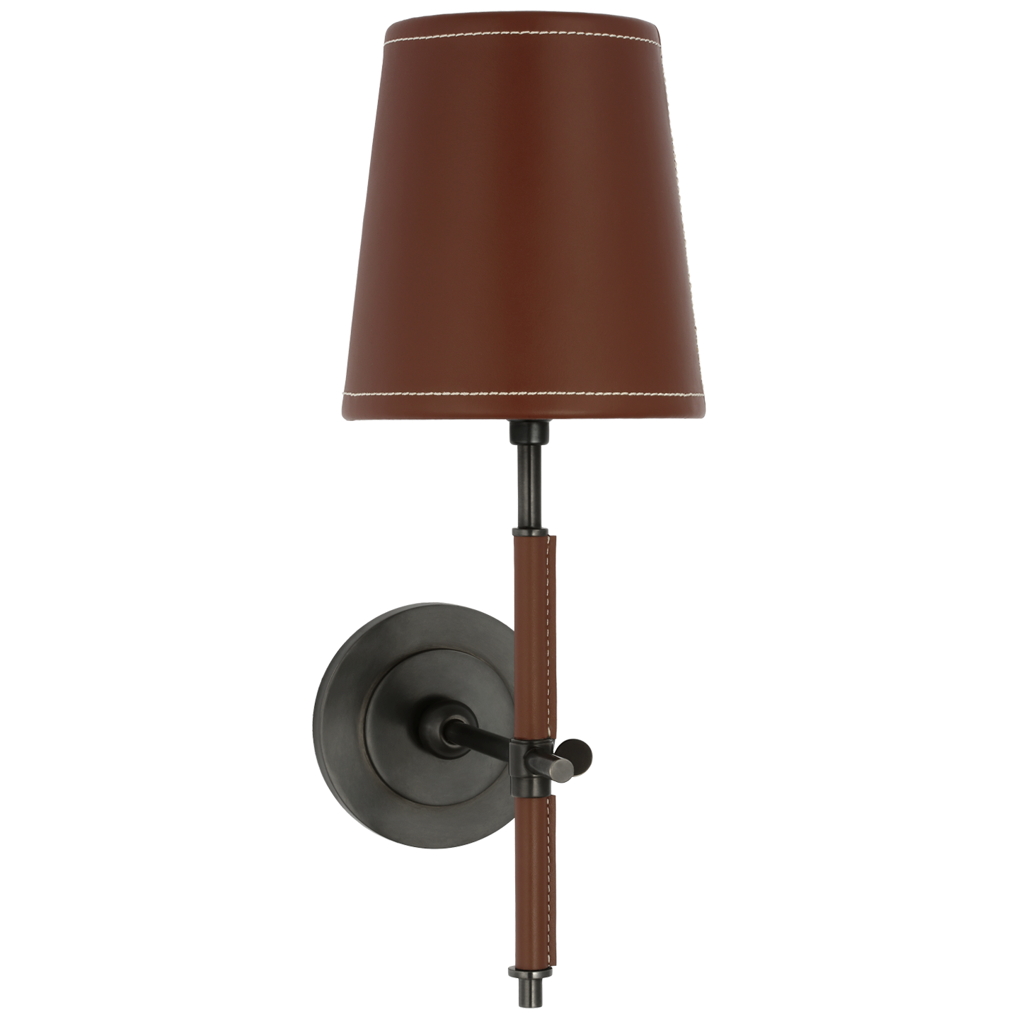 Bryant Wrapped Sconce | Bronze and Saddle Leather | Saddle Leather Shade