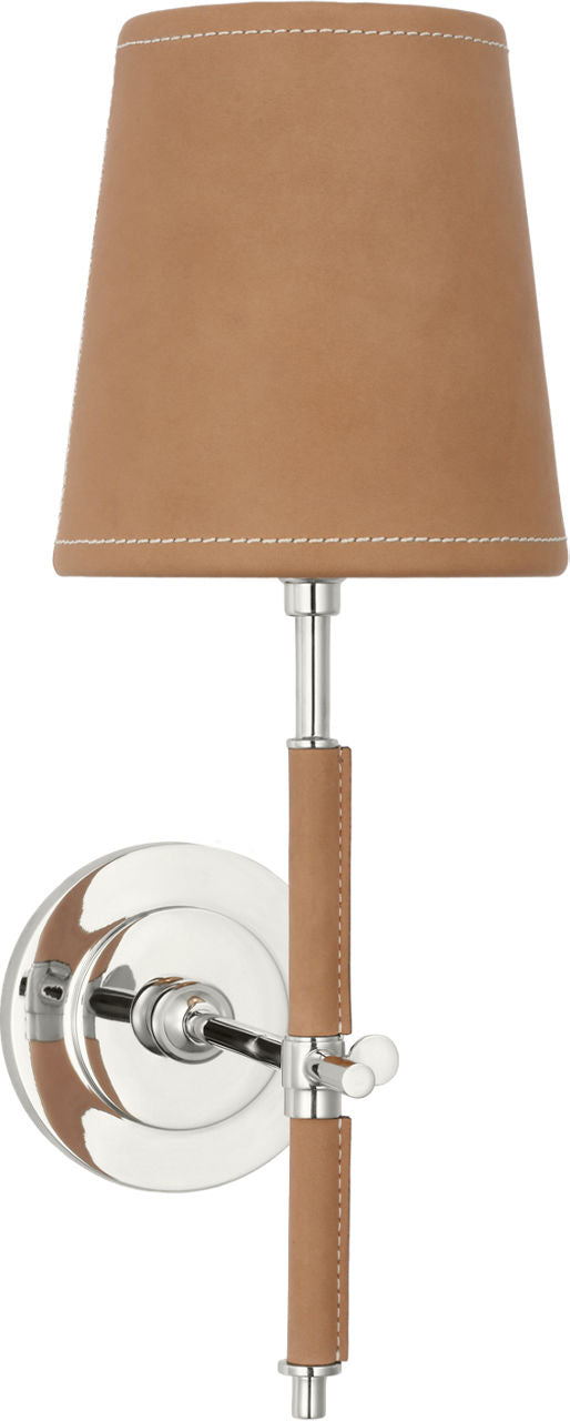 Bryant Wrapped Sconce | Polished Nickel and Natural Leather | Natural Leather Shade