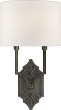 Silhouette Fretwork Sconce | Bronze | Linen Shade