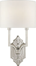 Silhouette Fretwork Sconce | Polished Nickel | Linen Shade