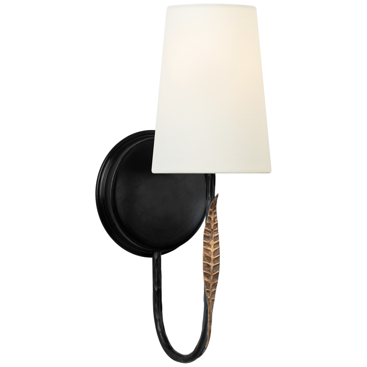 Kairos 14" Single Sconce | Aged Iron and Roman Bronze | Linen Shade