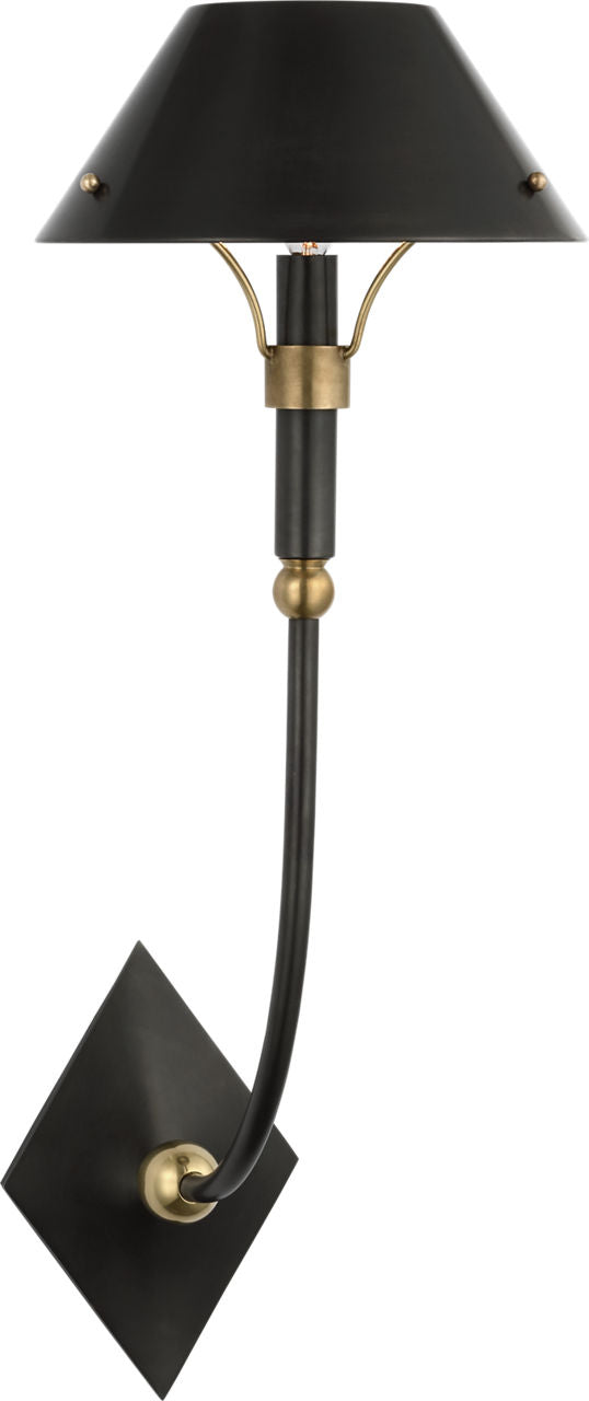 Turlington Large Sconce | Bronze and Hand-Rubbed Antique Brass | Bronze Shade