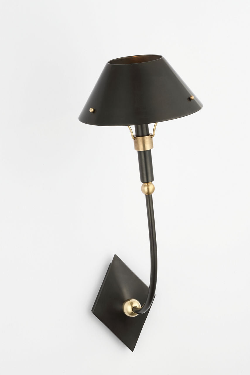 Turlington Large Sconce | Bronze and Hand-Rubbed Antique Brass | Bronze Shade