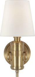 Jonathan Sconce | Hand-Rubbed Antique Brass | Linen Shade