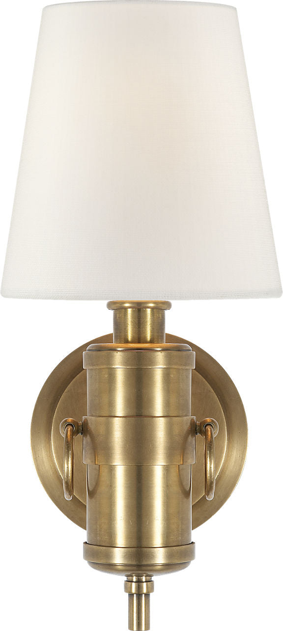 Jonathan Sconce | Hand-Rubbed Antique Brass | Linen Shade