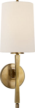 Edie Sconce | Hand-Rubbed Antique Brass | Linen Shade