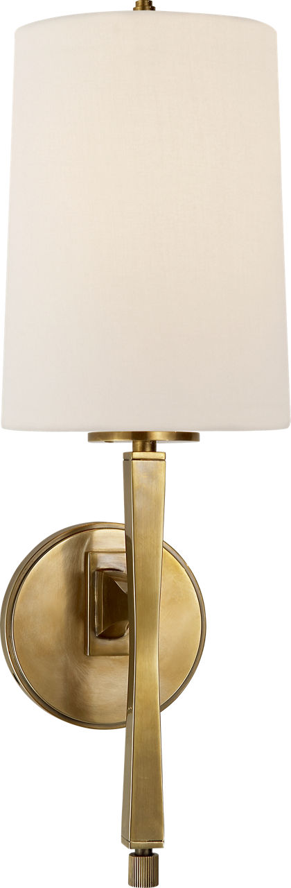 Edie Sconce | Hand-Rubbed Antique Brass | Linen Shade