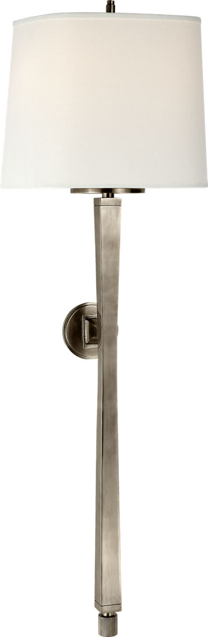 Edie Baluster Sconce | Antique Nickel | Linen Shade