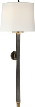 Edie Baluster Sconce | Bronze and Hand-Rubbed Antique Brass | Linen Shade