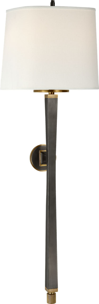 Edie Baluster Sconce | Bronze and Hand-Rubbed Antique Brass | Linen Shade
