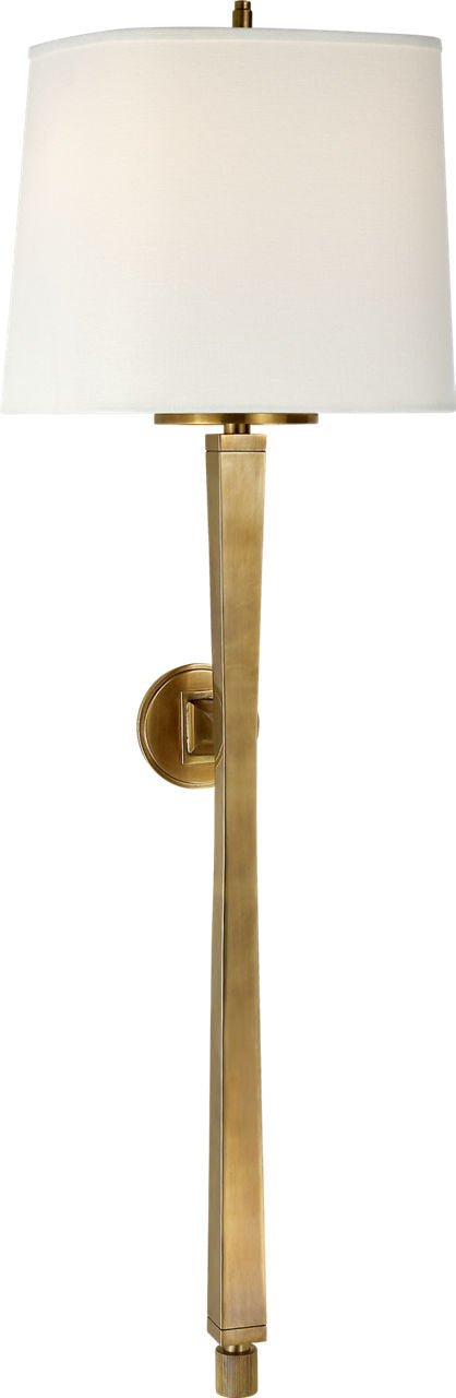 Edie Baluster Sconce | Hand-Rubbed Antique Brass | Linen Shade