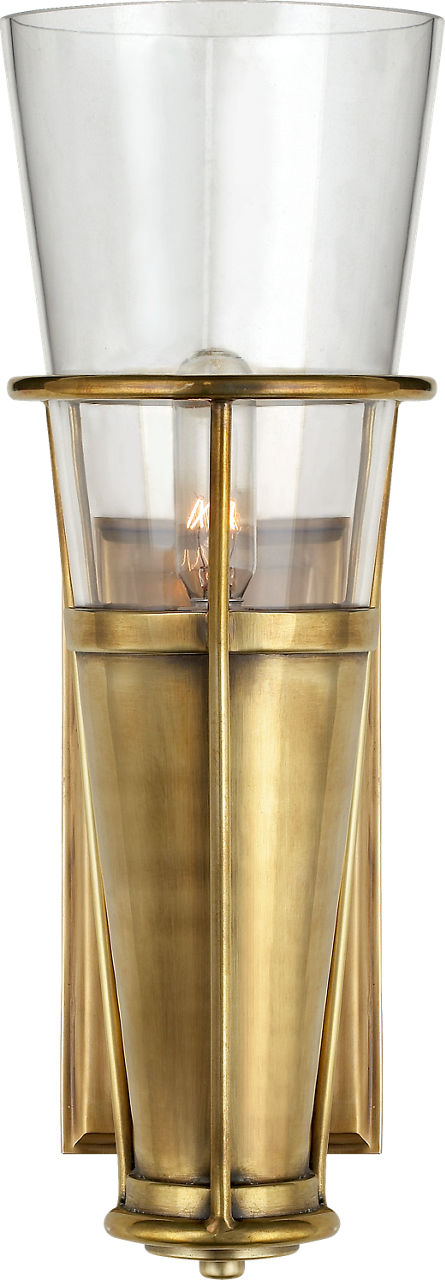 Robinson Single Sconce | Hand-Rubbed Antique Brass | Clear Glass