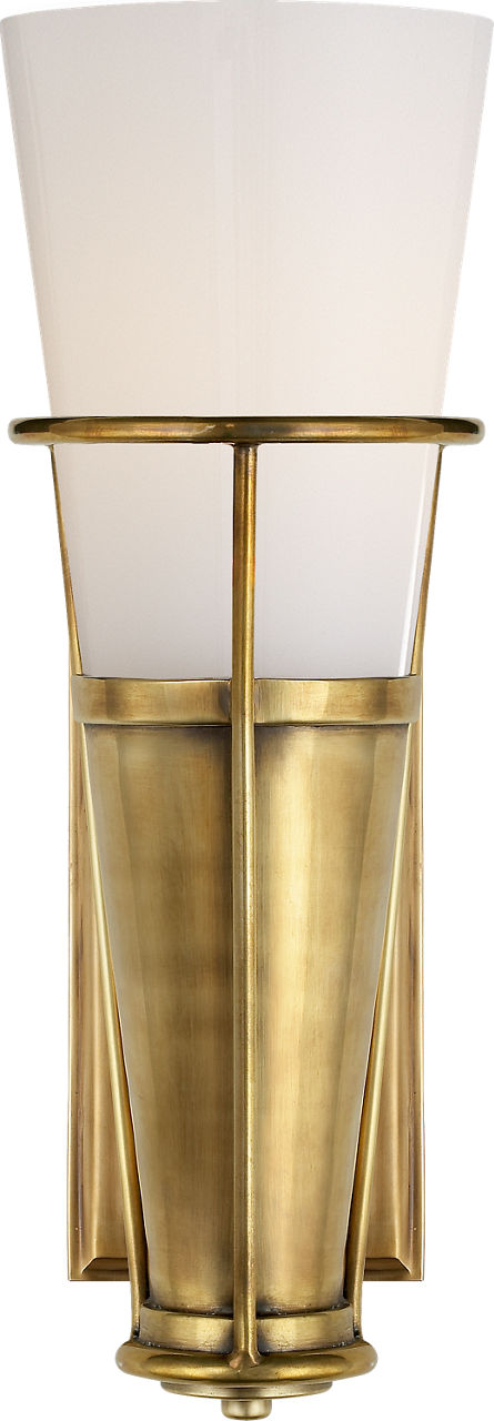 Robinson Single Sconce | Hand-Rubbed Antique Brass | White Glass