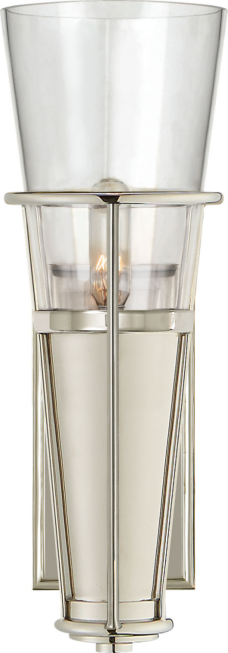 Robinson Single Sconce | Polished Nickel | Clear Glass