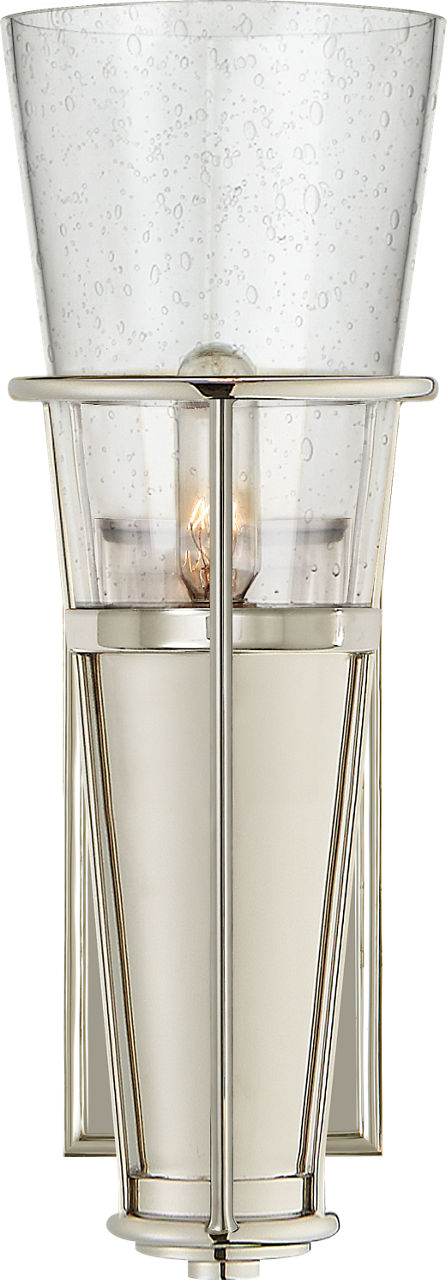 Robinson Single Sconce | Polished Nickel | Seeded Glass
