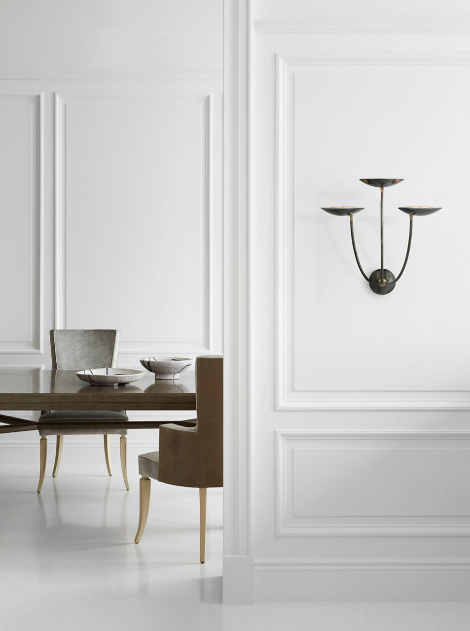 Keira Large Triple Sconce | Bronze and Hand-Rubbed Antique Brass