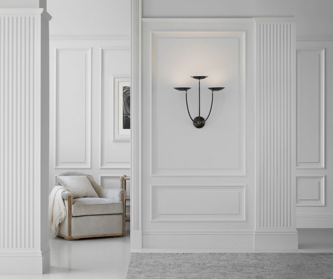 Keira Large Triple Sconce | Bronze and Hand-Rubbed Antique Brass