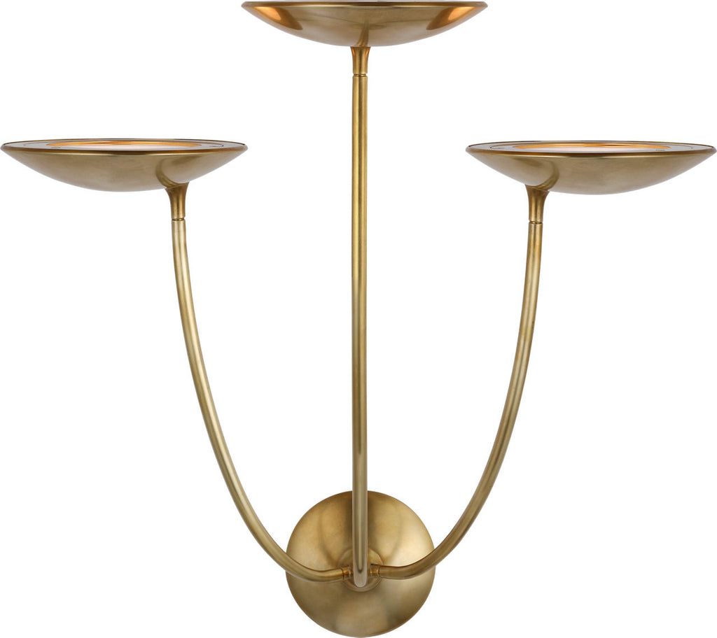 Keira Large Triple Sconce | Hand-Rubbed Antique Brass
