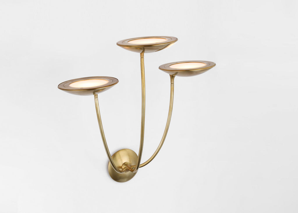 Keira Large Triple Sconce | Hand-Rubbed Antique Brass