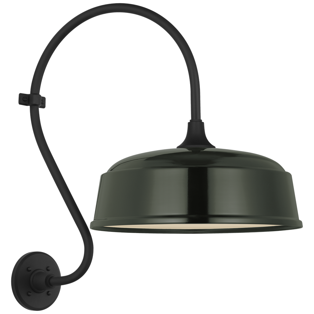 Academy 15" Larrabee Barn Light | Matte Black | 16 | 16" Green Rockhouse Shade