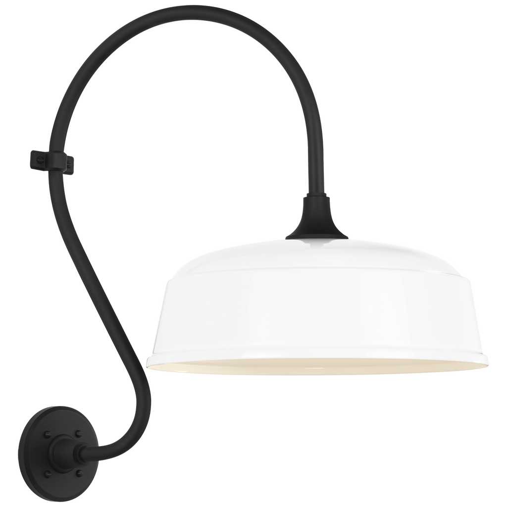 Academy 15" Larrabee Barn Light | Matte Black | 16 | 16" White Rockhouse Shade