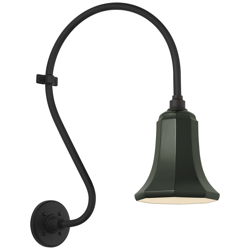 Academy 15" Larrabee Barn Light | Matte Black | 7.5 | 7.5" Green Savannah Shade