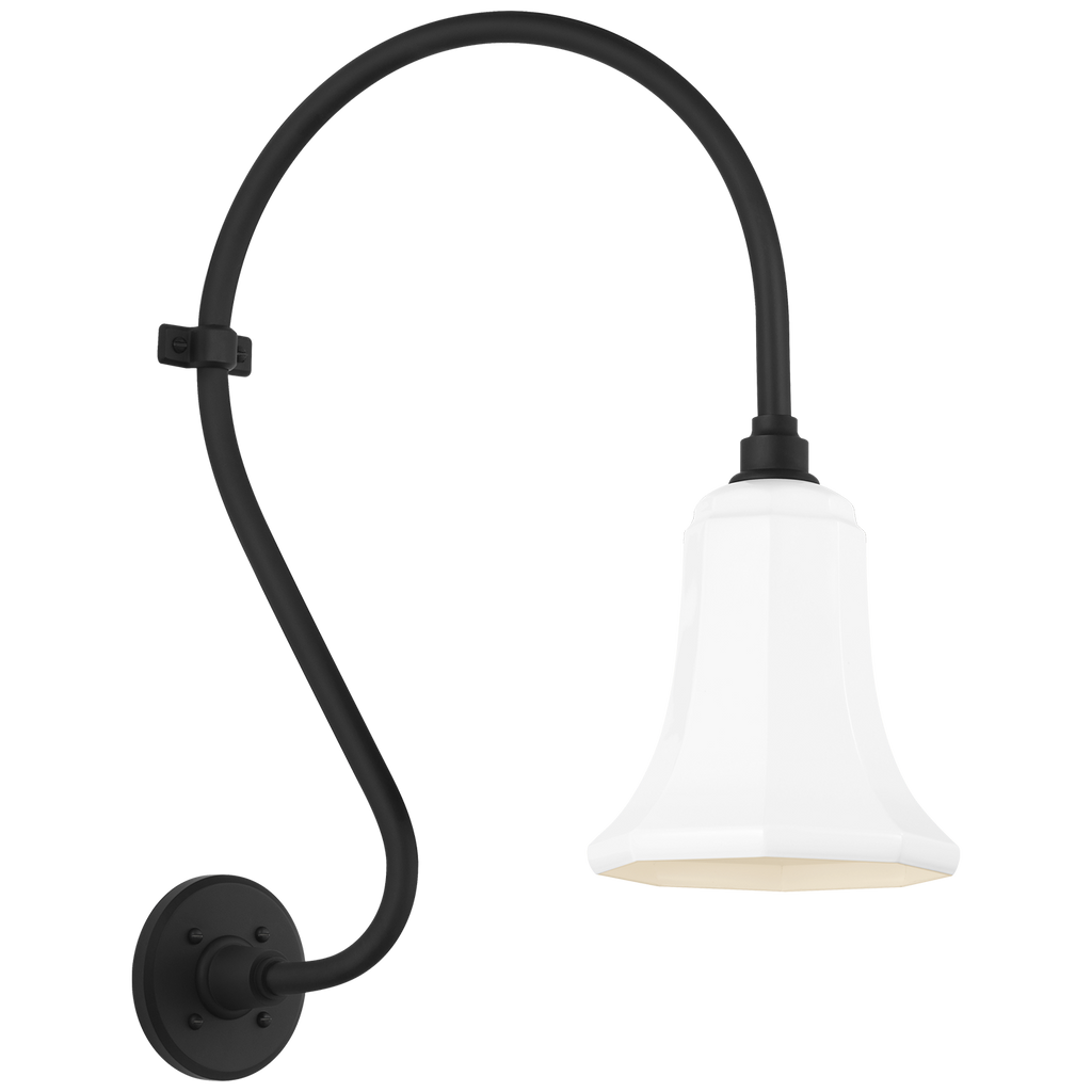 Academy 15" Larrabee Barn Light | Matte Black | 7.5 | 7.5" White Savannah Shade