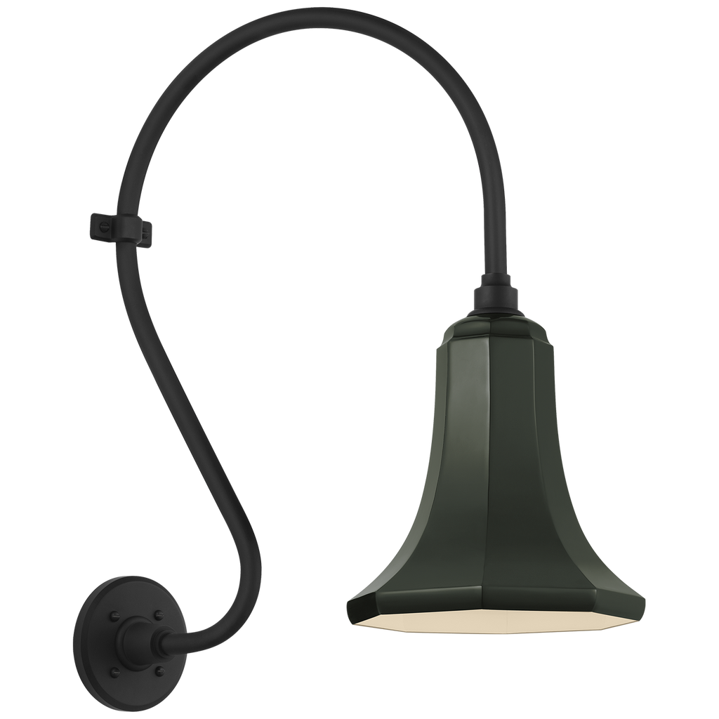 Academy 15" Larrabee Barn Light | Matte Black | 9.25 | 9.25" Green Savannah Shade