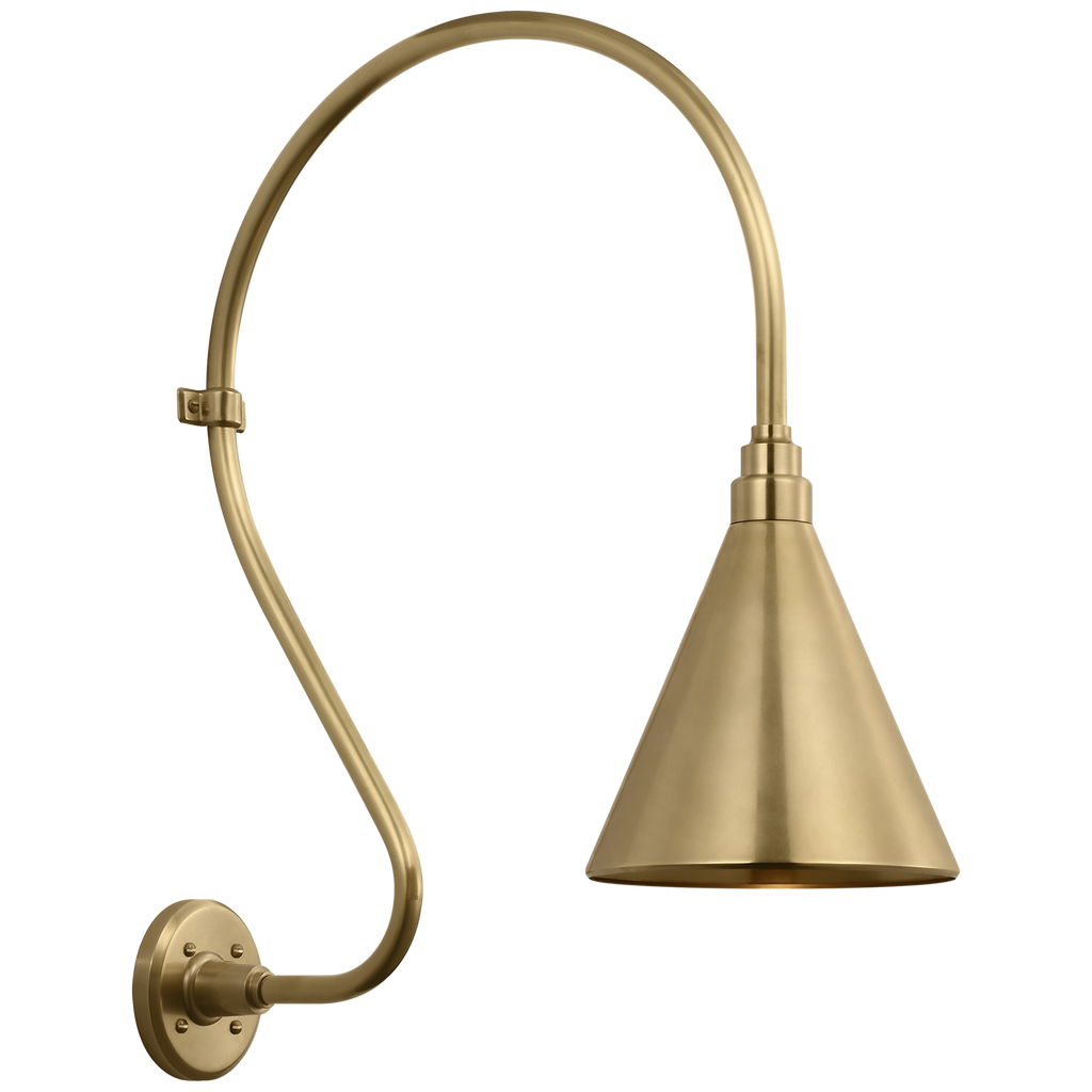 Academy 18" Larrabee Barn Light | Hand-Rubbed Antique Brass | 9 | 9" Hand-Rubbed Antique Brass Conical Savannah Shade