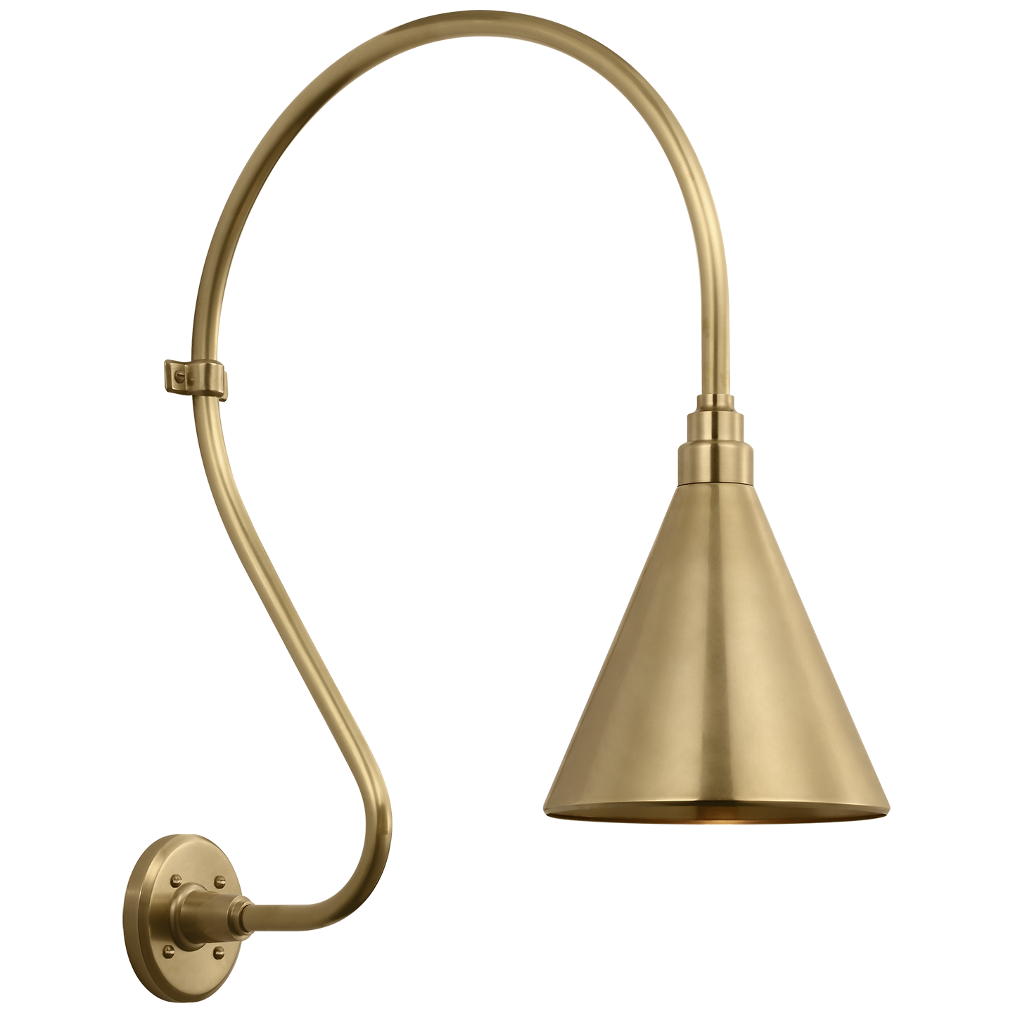 Academy 18" Larrabee Barn Light | Hand-Rubbed Antique Brass | 9 | 9" Hand-Rubbed Antique Brass Conical Savannah Shade
