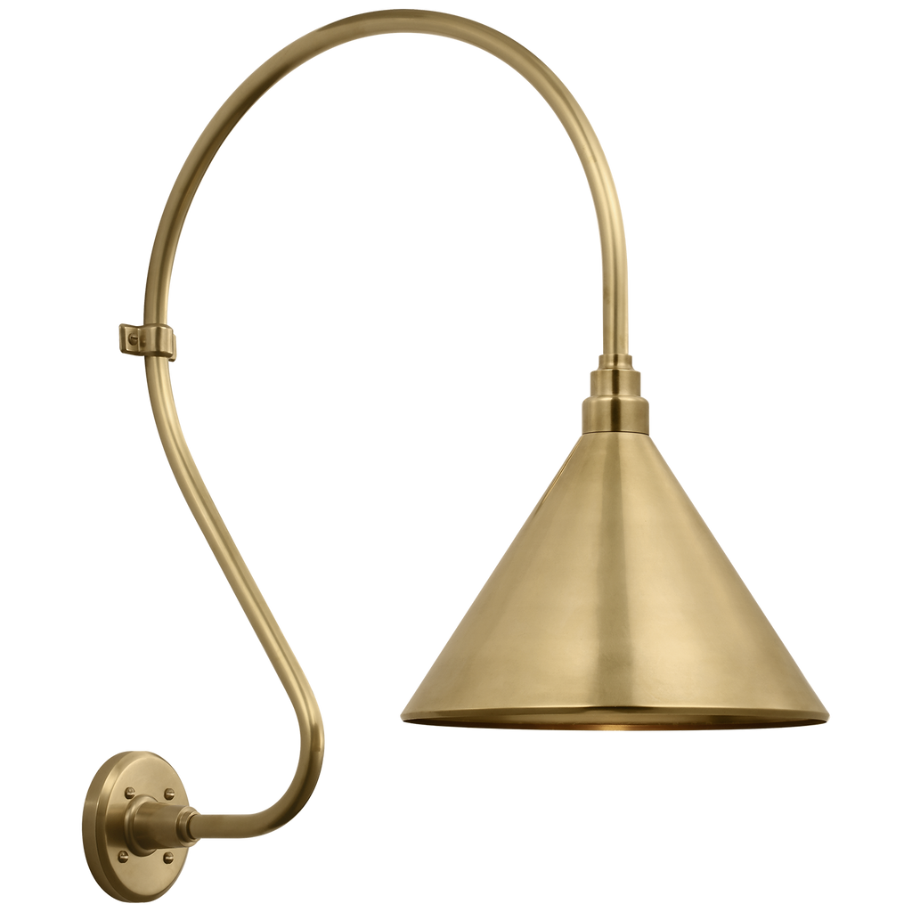 Academy 18" Larrabee Barn Light | Hand-Rubbed Antique Brass | 12.5 | 12.5" Hand-Rubbed Antique Brass Conical Savannah Shade