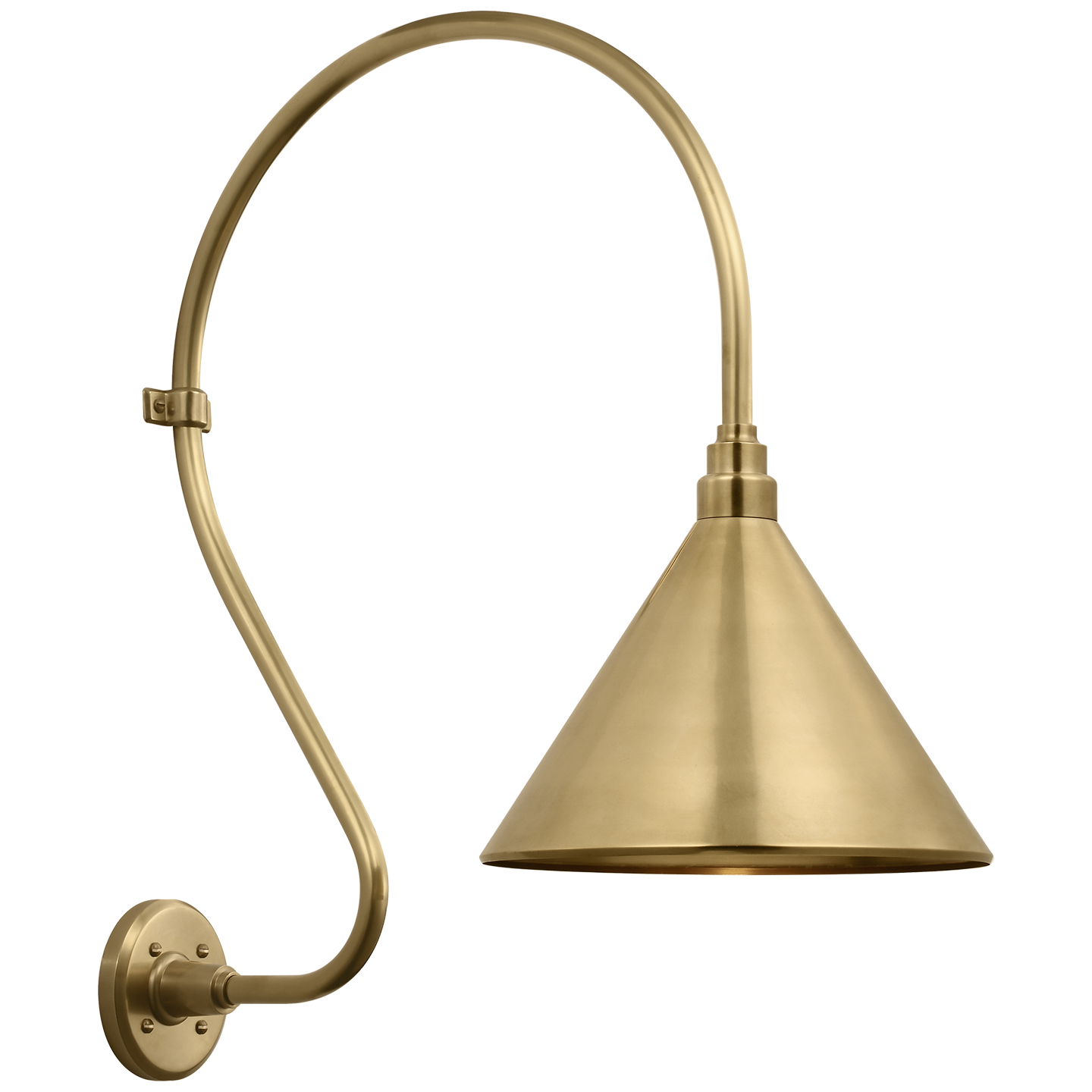 Academy 18" Larrabee Barn Light | Hand-Rubbed Antique Brass | 12.5 | 12.5" Hand-Rubbed Antique Brass Conical Savannah Shade