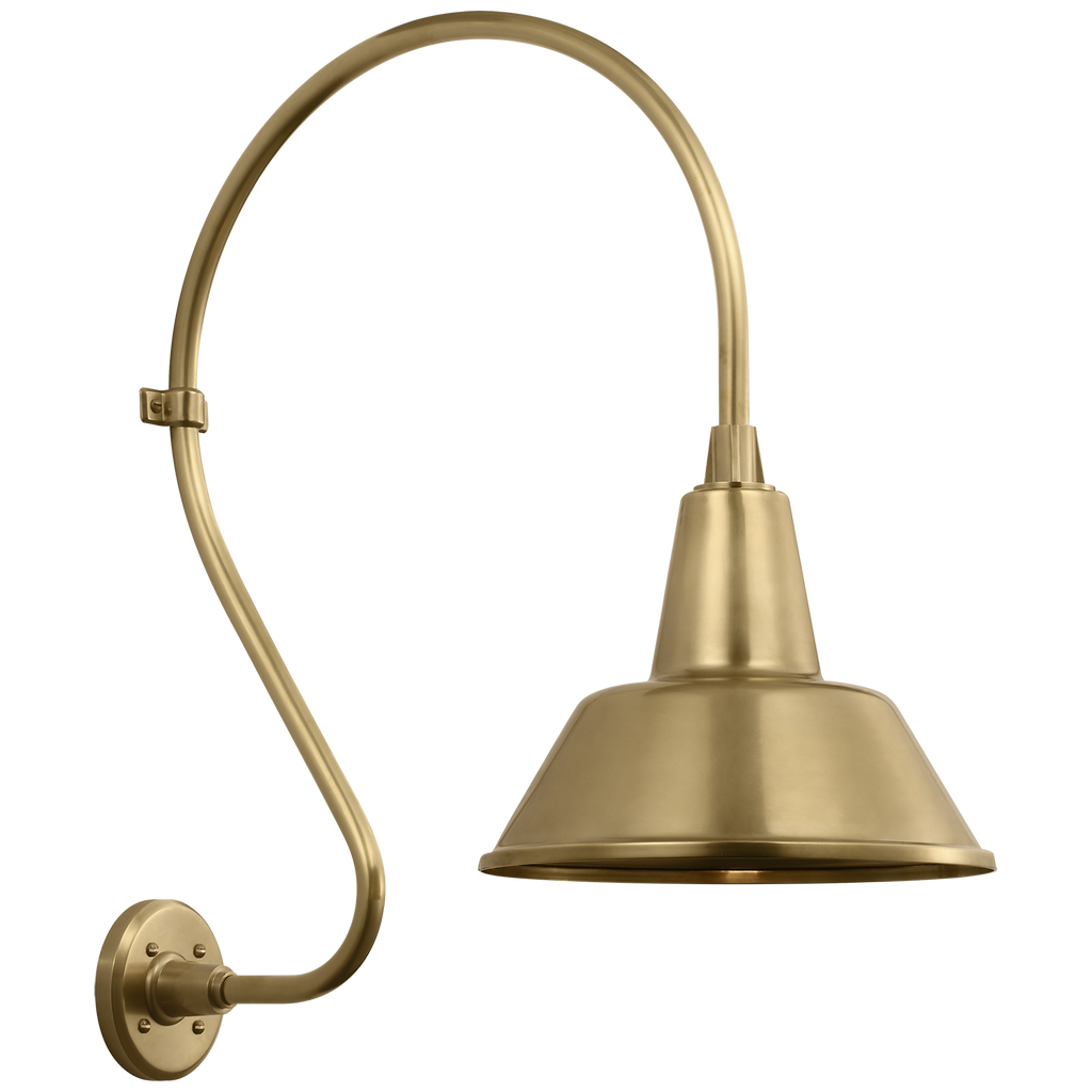 Academy 18" Larrabee Barn Light | Hand-Rubbed Antique Brass | 12.5 | 12.5" Hand-Rubbed Antique Brass Bowers Shade
