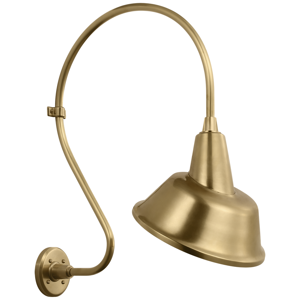 Academy 18" Larrabee Barn Light | Hand-Rubbed Antique Brass | 12.5 | 12.5" Hand-Rubbed Antique Brass Tilted Bowers Shade