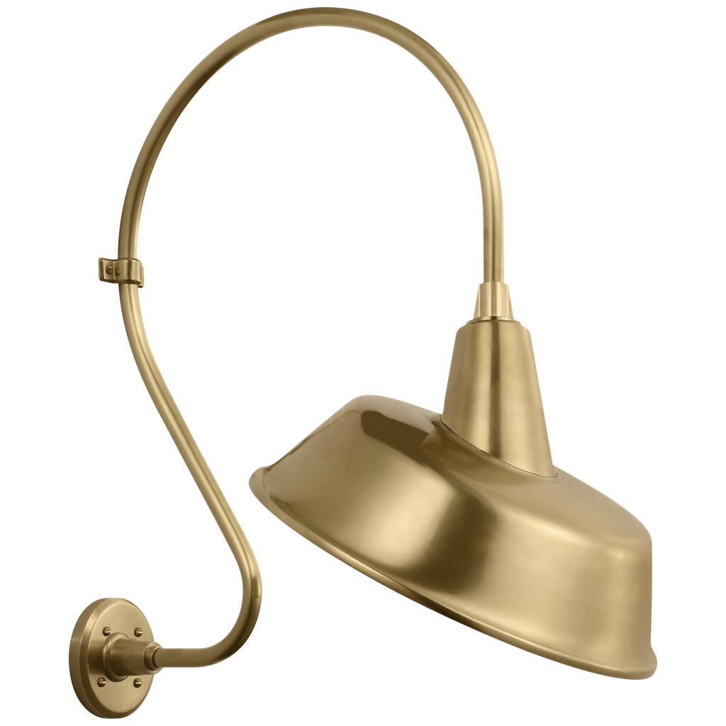 Academy 18" Larrabee Barn Light | Hand-Rubbed Antique Brass | 16 | 16" Hand-Rubbed Antique Brass Tilted Bowers Shade
