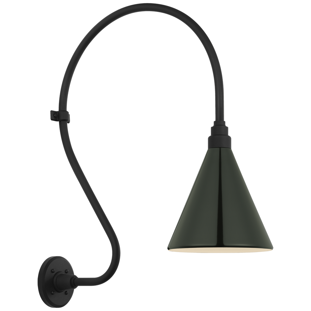 Academy 18" Larrabee Barn Light | Matte Black | 9 | 9" Green Conical Savannah Shade