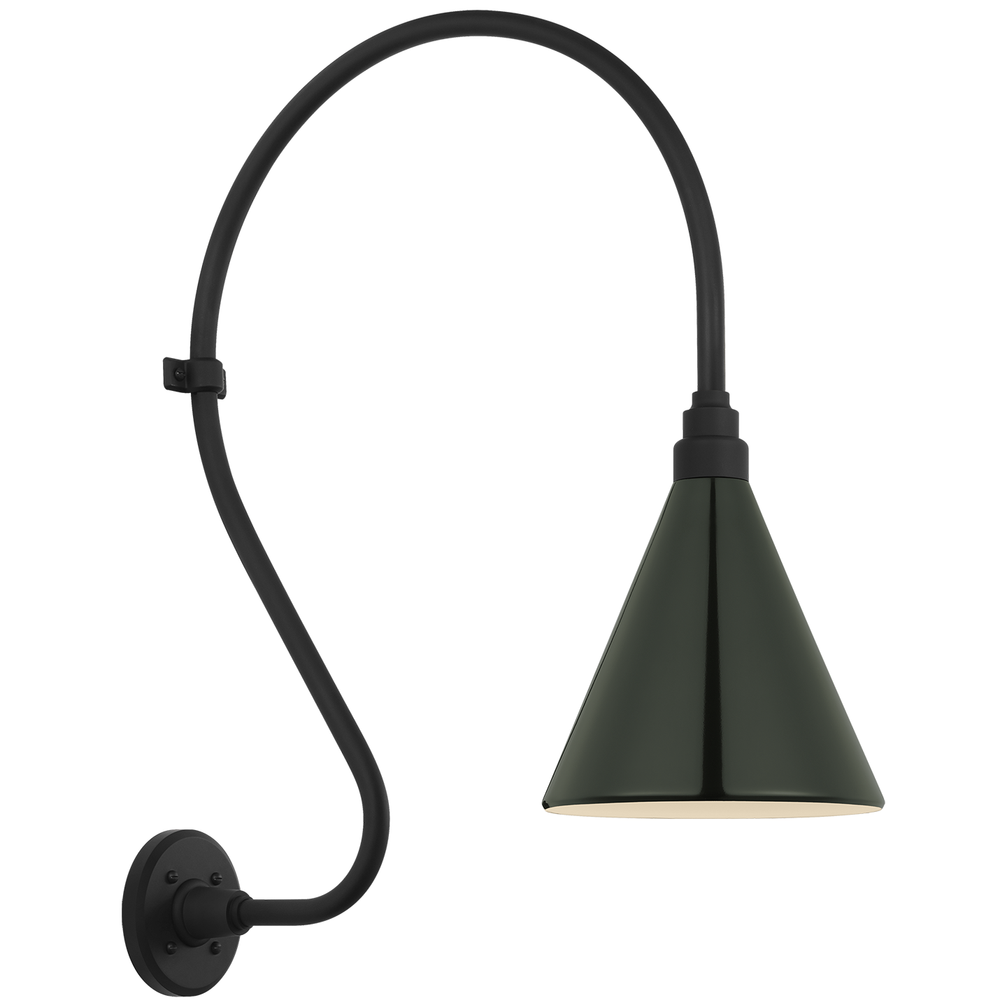 Academy 18" Larrabee Barn Light | Matte Black | 9 | 9" Green Conical Savannah Shade